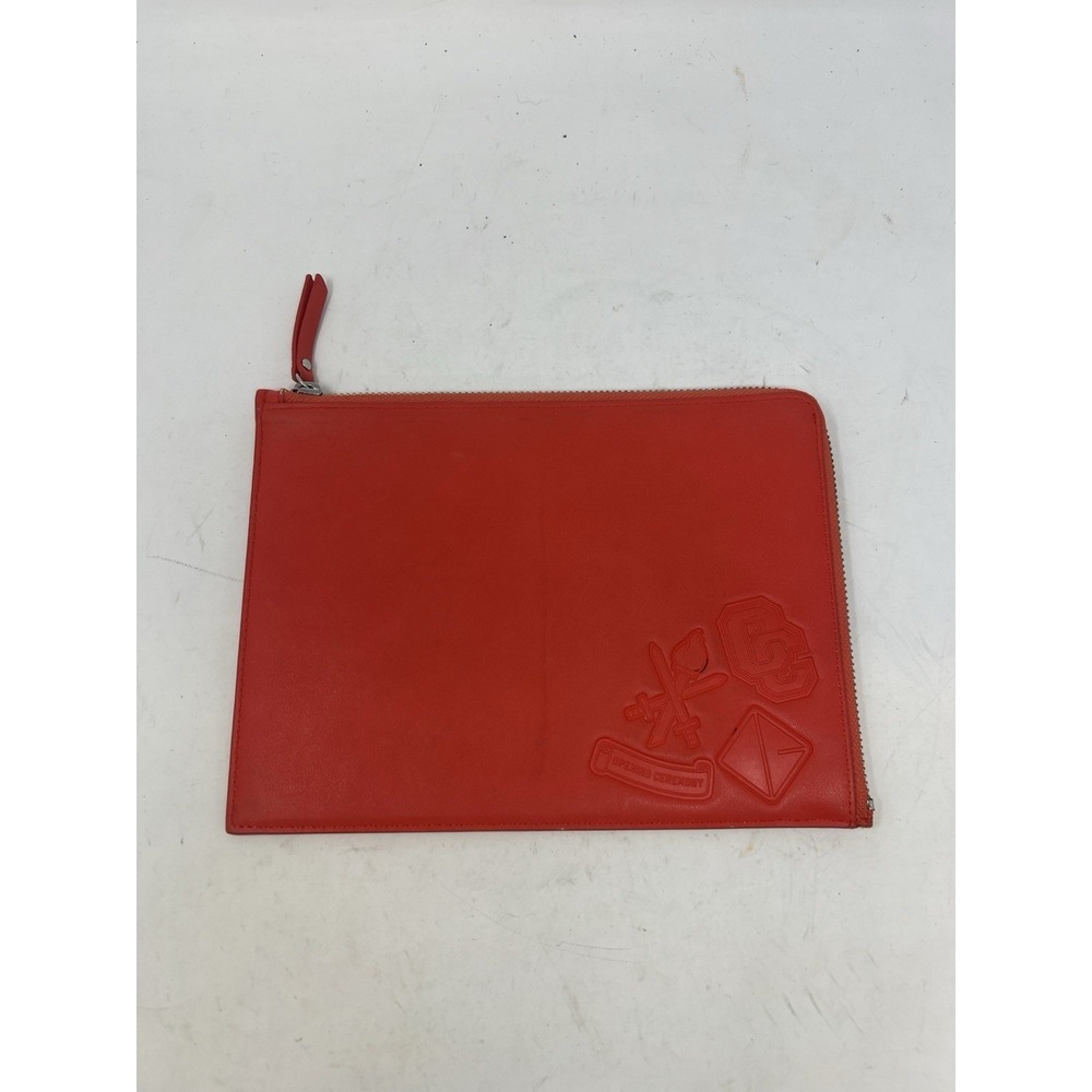 Opening Ceremony Leather Clutch Orange Embossed